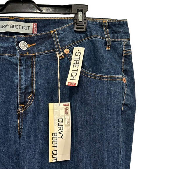 Levi's 528 Women's Curvy Boot Cut Capri Jeans Embellished Floral Stretch Size 19 - Picture 2 of 12